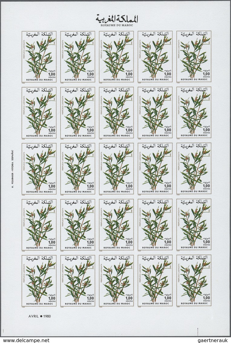 23630 Marokko: 1975/1980, U/m Collection Of 45 Different IMPERFORATE Complete Sheets (=1.125 Imperforate S - Maroc (1956-...)