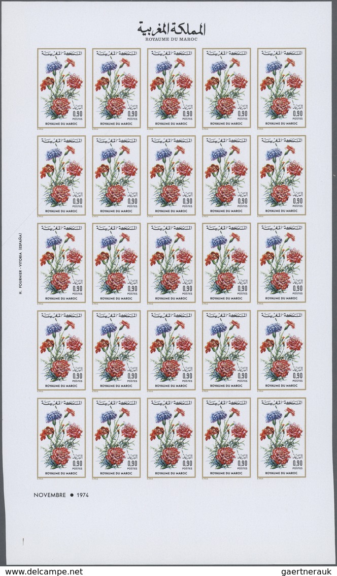 23630 Marokko: 1975/1980, U/m Collection Of 45 Different IMPERFORATE Complete Sheets (=1.125 Imperforate S - Maroc (1956-...)