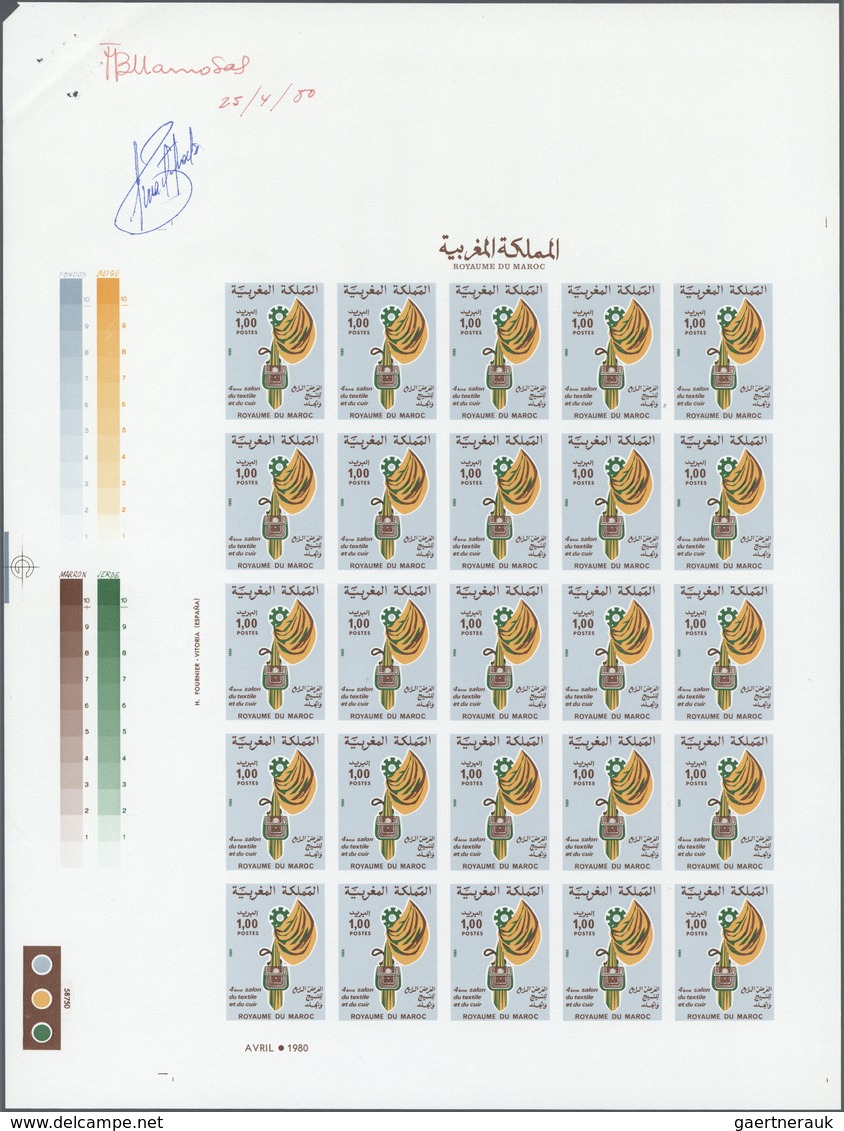 23633 Marokko: 1977/1980, U/m Collection Of 13 IMPERFORATE Sheets (=350 Imperforate Stamps), All Of Them U - Maroc (1956-...)