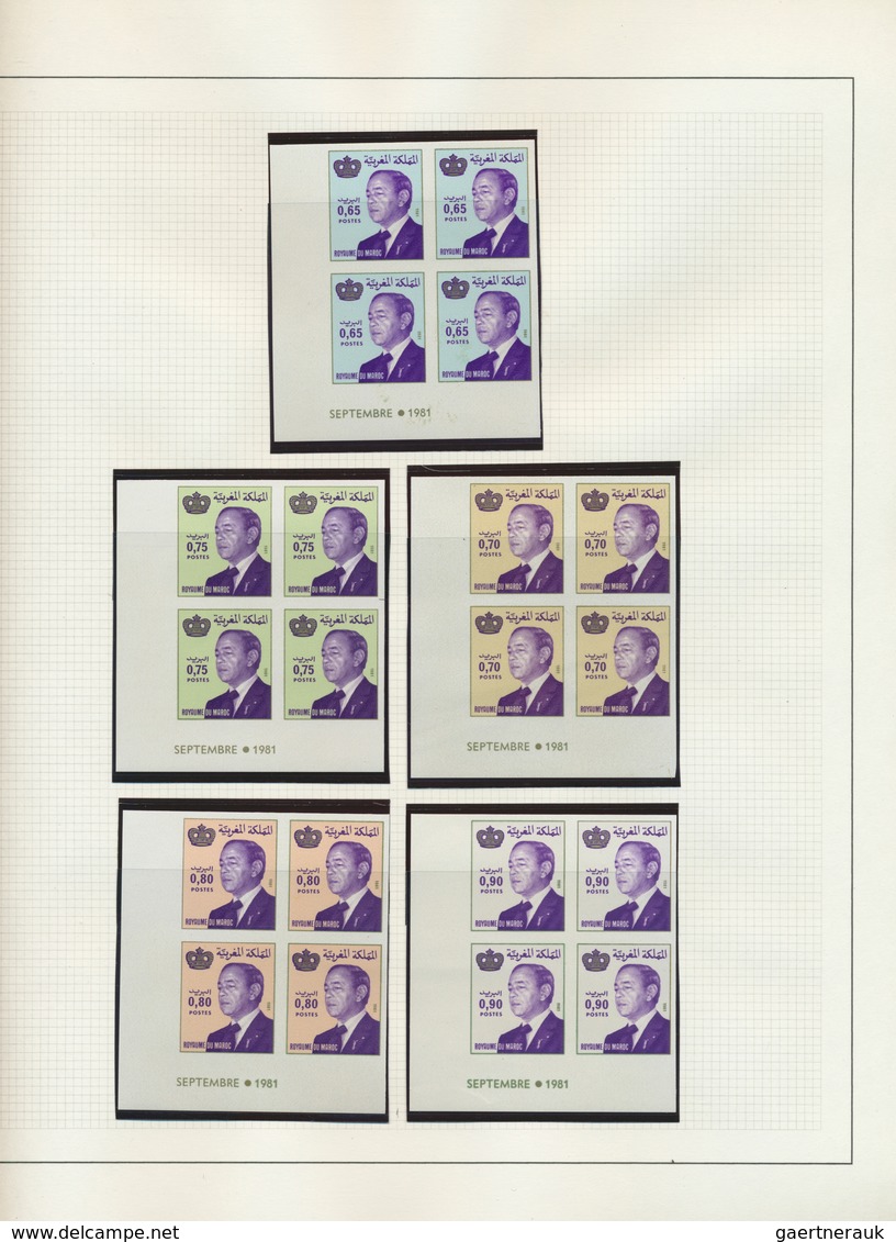 23639 Marokko: 1981/1992, U/m Collection Of Apprx. 250 Different IMPERFORATE Blocks Of Four (=apprx. 1.000 - Maroc (1956-...)