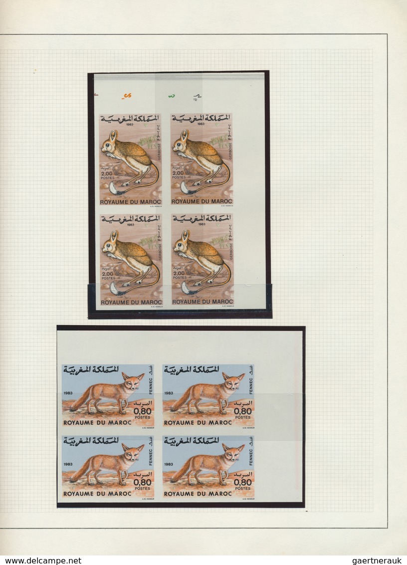 23639 Marokko: 1981/1992, U/m Collection Of Apprx. 250 Different IMPERFORATE Blocks Of Four (=apprx. 1.000 - Maroc (1956-...)