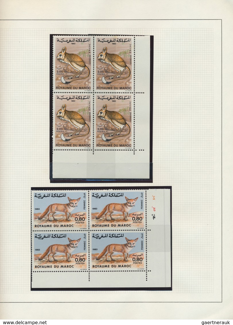23640 Marokko: 1981/1992, U/m Collection Of Apprx. 260 BLOCKS OF FOUR From The Lower Corners Of The Sheet, - Marokko (1956-...)