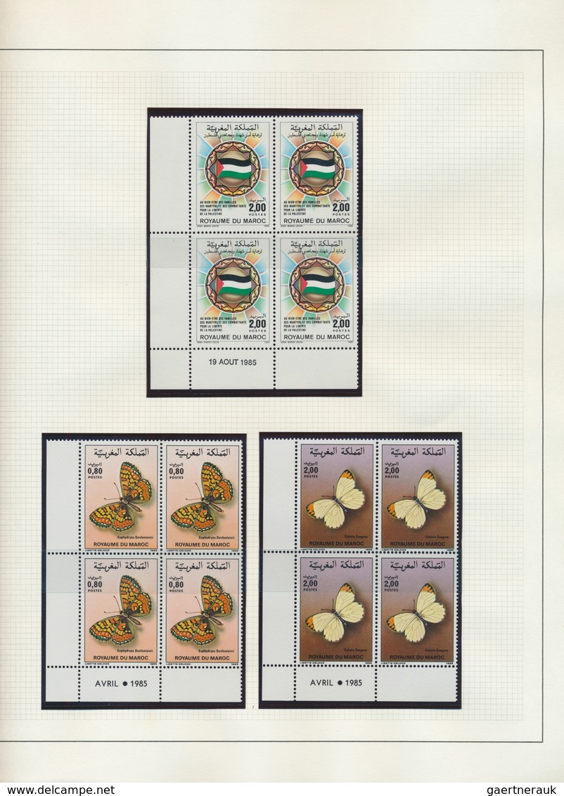 23640 Marokko: 1981/1992, U/m Collection Of Apprx. 260 BLOCKS OF FOUR From The Lower Corners Of The Sheet, - Marokko (1956-...)