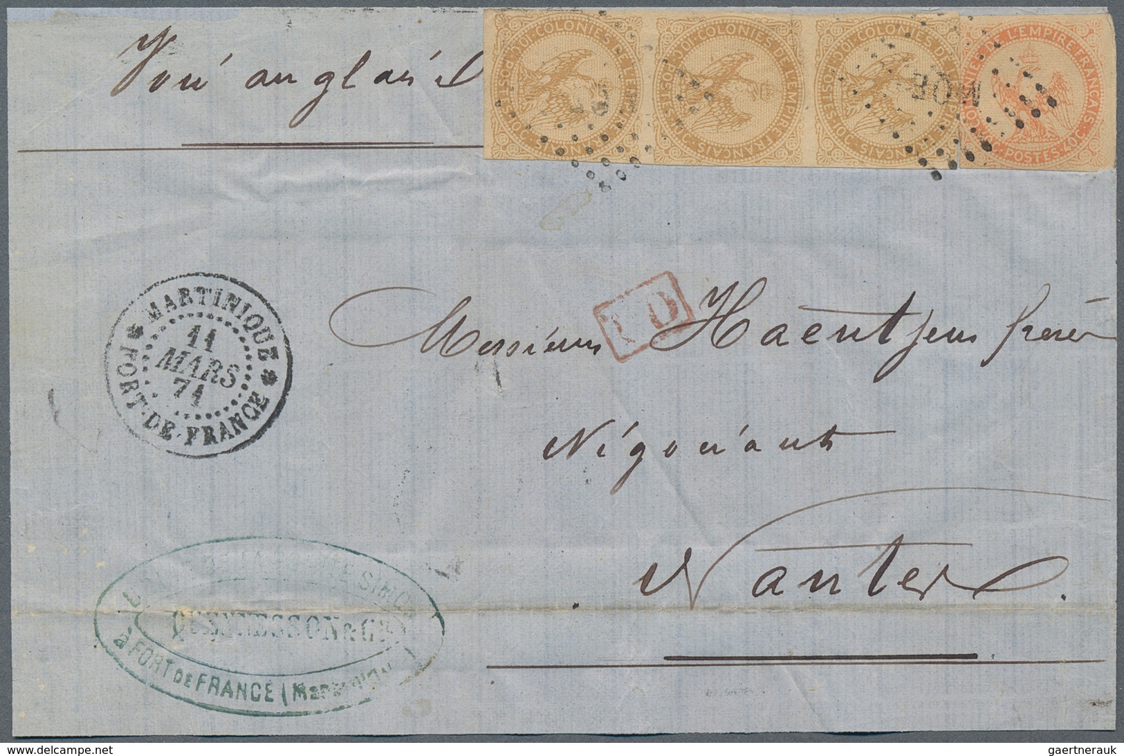 23642 Martinique: 1822/1913, collection of apprx. 114 covers/cards/stationeries, incl. some pre-philatelic