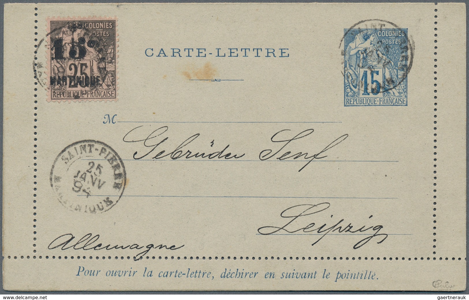 23642 Martinique: 1822/1913, collection of apprx. 114 covers/cards/stationeries, incl. some pre-philatelic