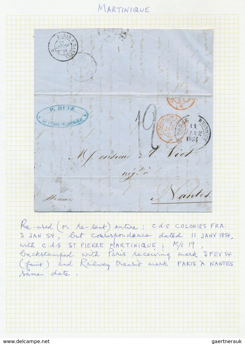 23643 Martinique: 1854/1980, Collection On Leaves Containing Prephilatelic Letter From "Fort De France" An - Autres & Non Classés