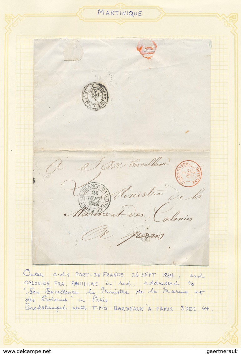 23643 Martinique: 1854/1980, Collection On Leaves Containing Prephilatelic Letter From "Fort De France" An - Autres & Non Classés