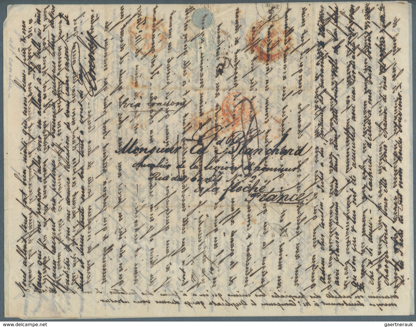 23647 Mauritius: 1844/57 (ca.) A scarce correspondance with ca. 32 stampless entire letters from a sender,