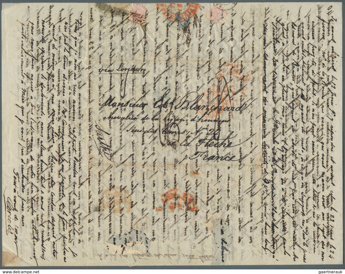 23647 Mauritius: 1844/57 (ca.) A scarce correspondance with ca. 32 stampless entire letters from a sender,