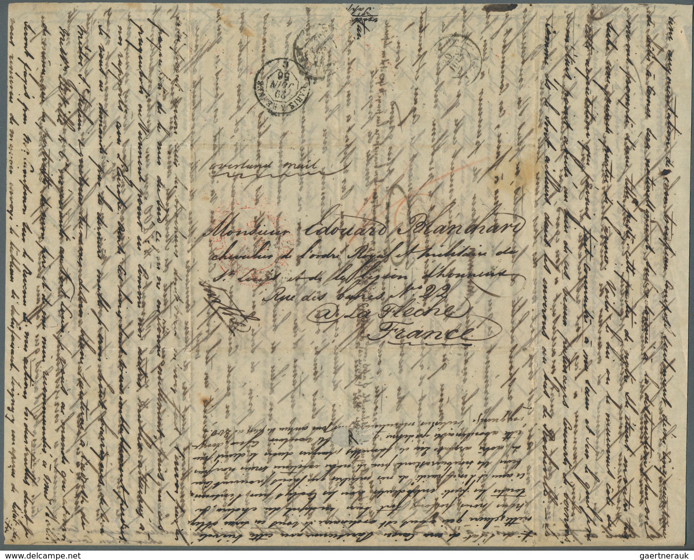 23647 Mauritius: 1844/57 (ca.) A scarce correspondance with ca. 32 stampless entire letters from a sender,