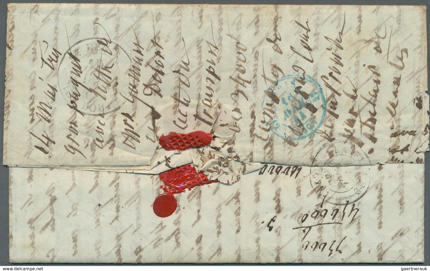 23647 Mauritius: 1844/57 (ca.) A scarce correspondance with ca. 32 stampless entire letters from a sender,