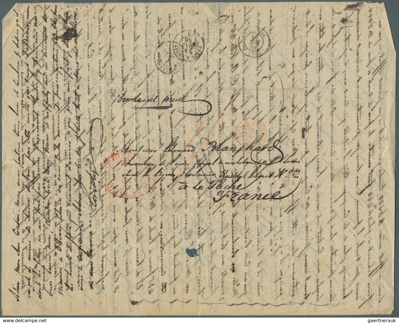 23647 Mauritius: 1844/57 (ca.) A scarce correspondance with ca. 32 stampless entire letters from a sender,