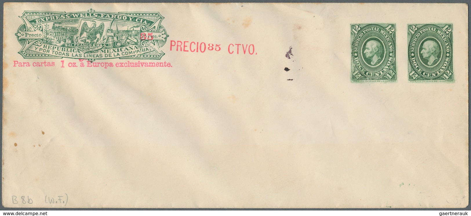 23666 Mexiko - Ganzsachen: 1885-95 Ca.- WELLS FARGO Et Al.: Collection Of 55 Special Postal Stationery Env - Mexique