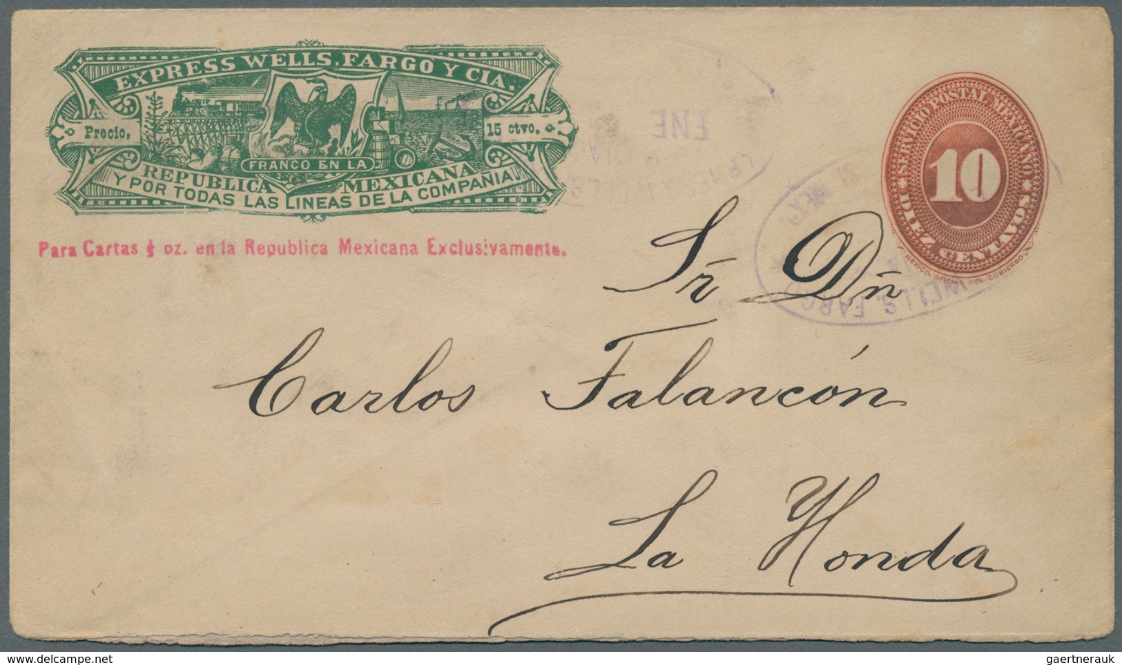 23666 Mexiko - Ganzsachen: 1885-95 Ca.- WELLS FARGO Et Al.: Collection Of 55 Special Postal Stationery Env - Mexique