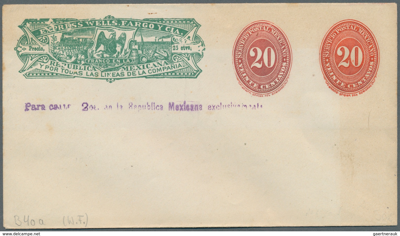 23666 Mexiko - Ganzsachen: 1885-95 Ca.- WELLS FARGO Et Al.: Collection Of 55 Special Postal Stationery Env - Mexique