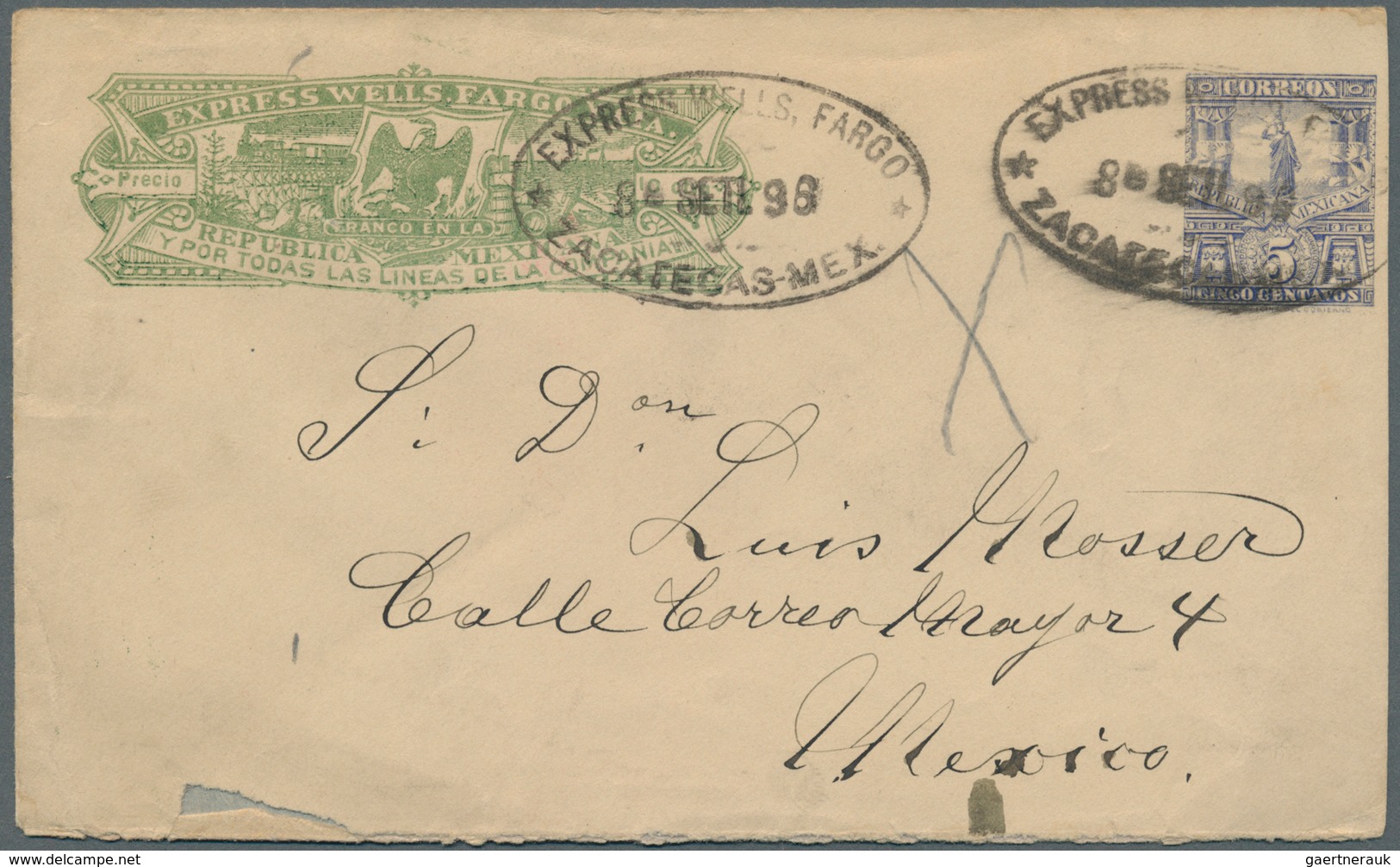 23666 Mexiko - Ganzsachen: 1885-95 Ca.- WELLS FARGO Et Al.: Collection Of 55 Special Postal Stationery Env - Mexique