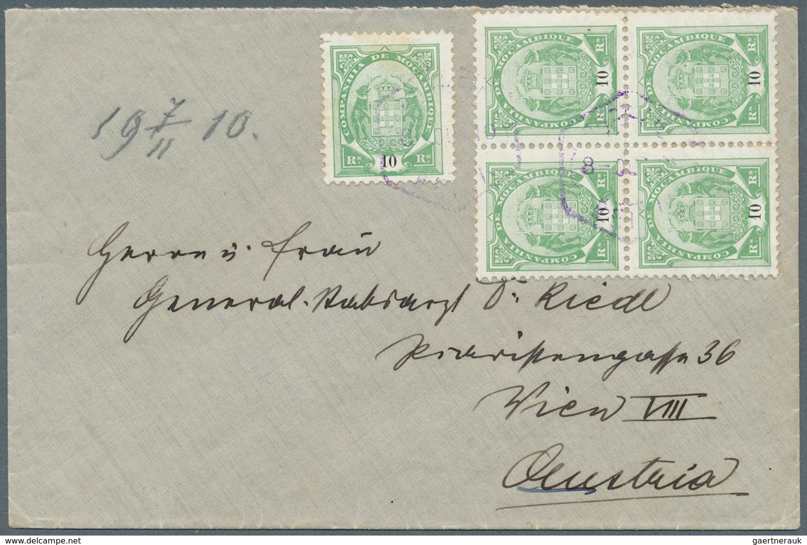 23669 Mocambique: 1895/1917, Mocambique/Area, group of eleven better entires with many attractive franking