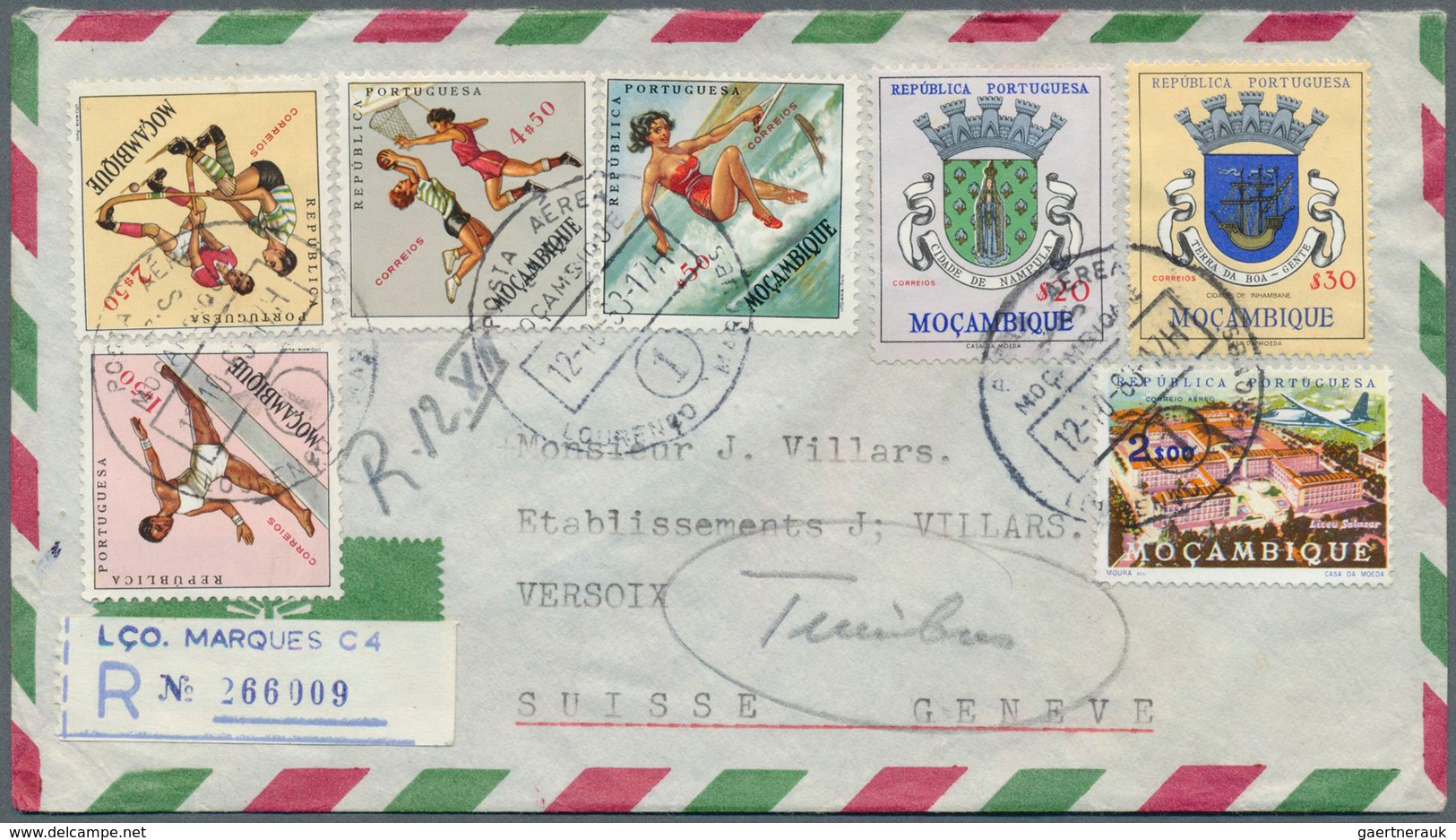 23671 Mocambique: 1962/1969, Aprr. 50 Letters, Mostly Registered From Lourenco Marques To Switzerland. Als - Mozambique