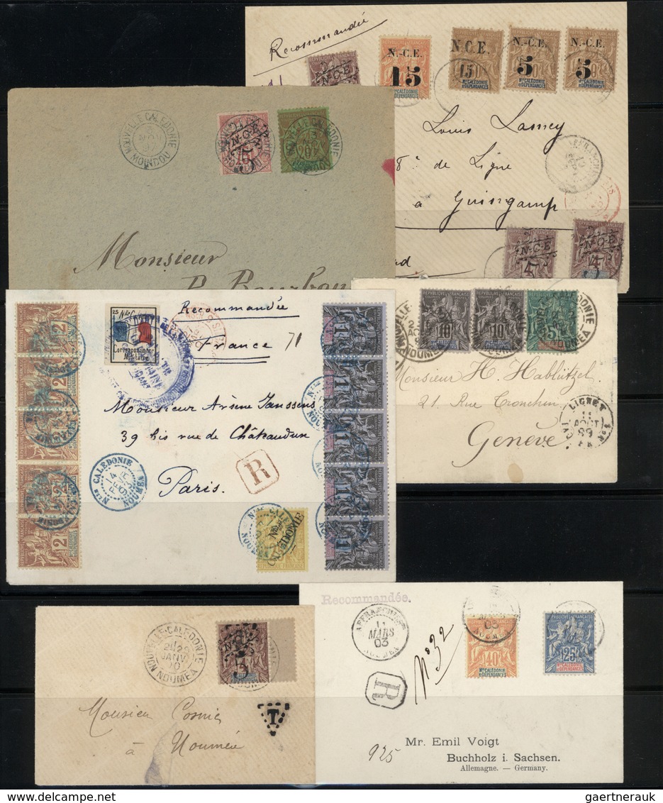 23704 Neukaledonien: 1882/1913, Collection Of Apprx. 70 Entires, Comprising A Lovely Selection Of Overprin - Autres & Non Classés