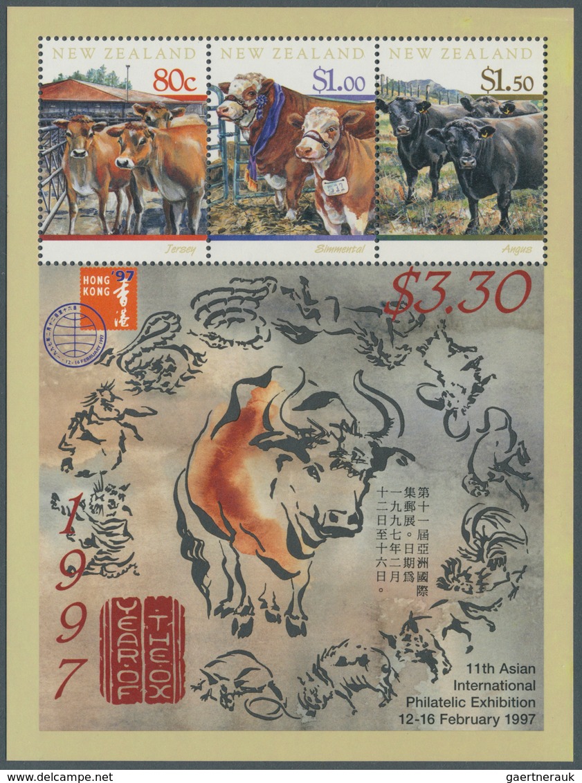 23721 Neuseeland: 1997, Chinese New Year (year Of Ox) Miniature Sheet For 'Hongkong Stamp Exhibition' In A - Neufs