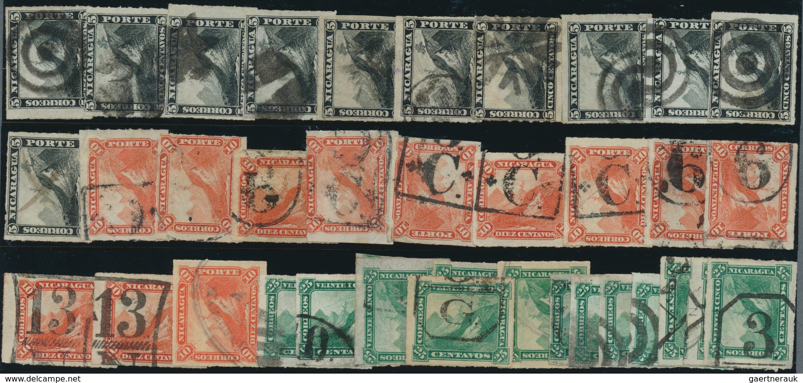 23726 Nicaragua: 1862/1872, Engros Lot Of 92 Stamps Of The First Three Issues Of Nicaragua With A Great Va - Nicaragua