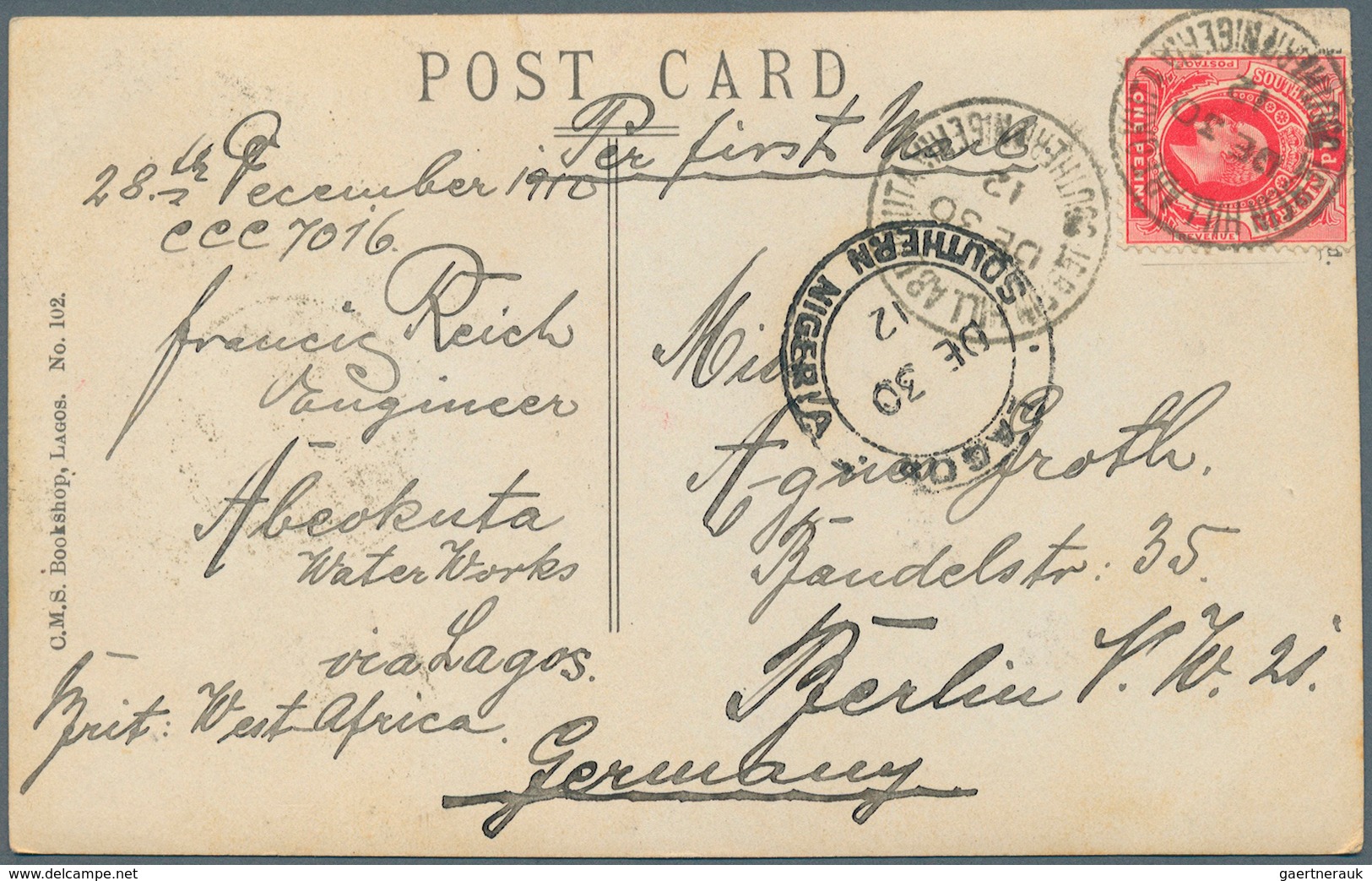 23752 Nigeria: 189371912, Lot Of Nine Comercial Items: Stationery Registered-covers, 1897 Niger-coast, Red - Nigeria (...-1960)