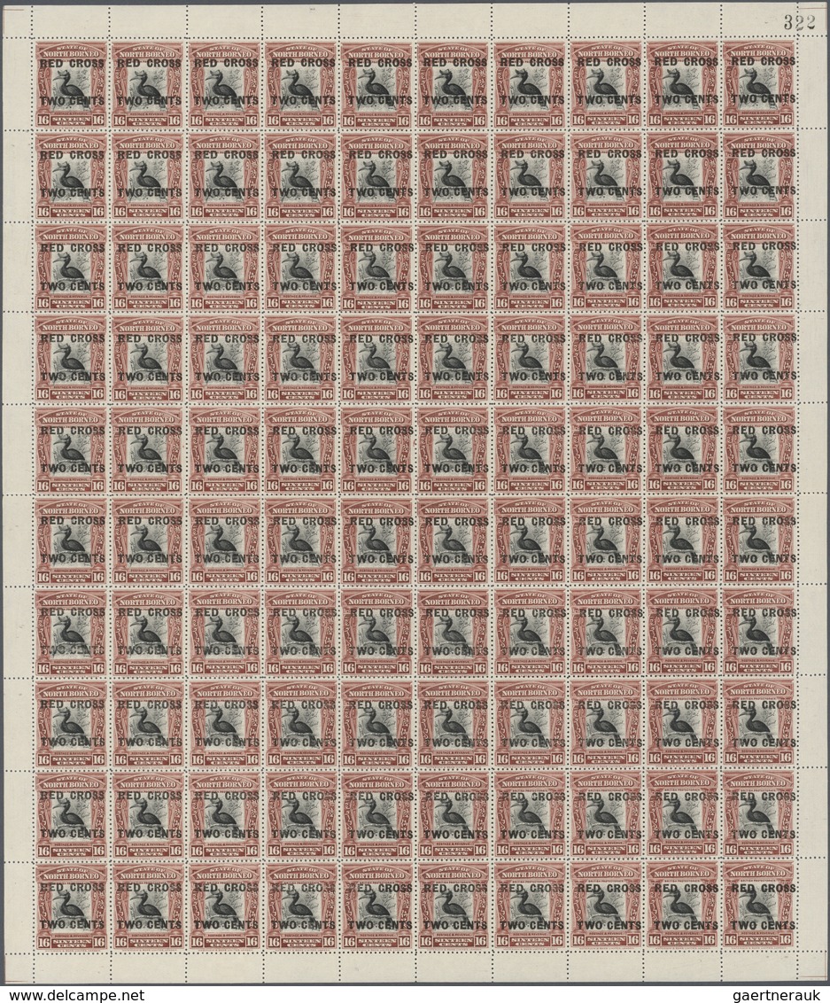 23762 Nordborneo: 1918, Pictorial Definitives With Opt. 'RED CROSS TWO CENTS' Simplified Part Set Of 11 Fr - Bornéo Du Nord (...-1963)