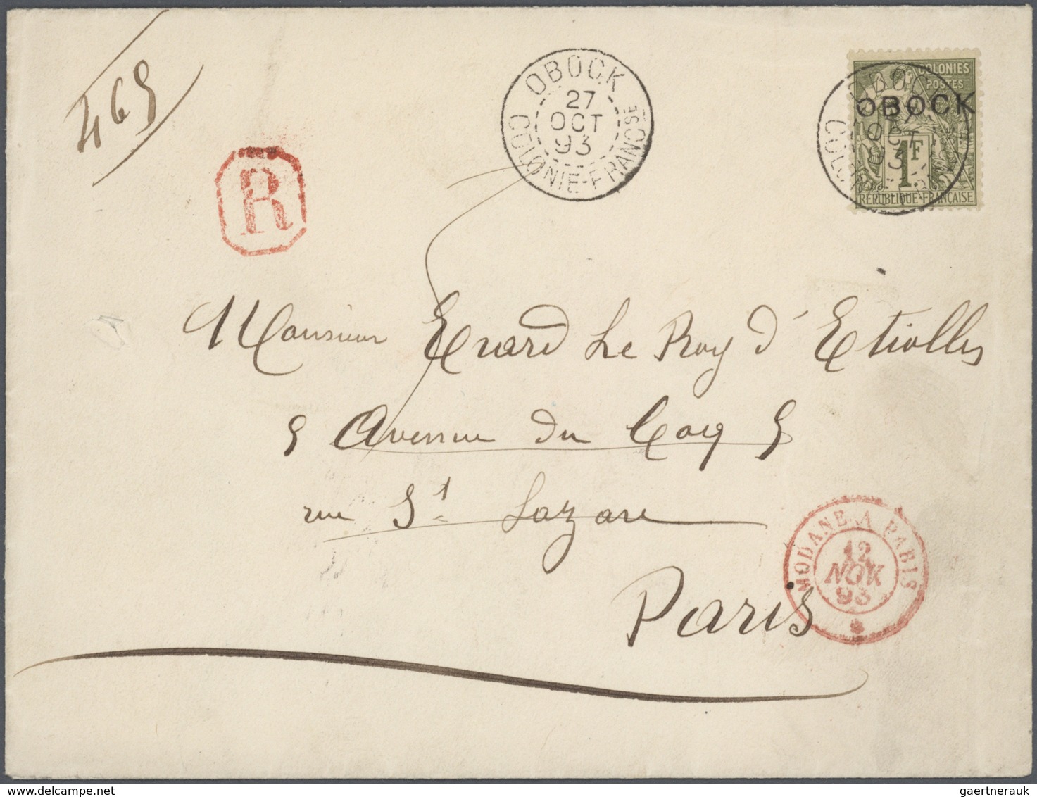 23775 Obock: 1893/1911, collection of nearly 50 entires incl. ppc and a good selection of stationeries, ne