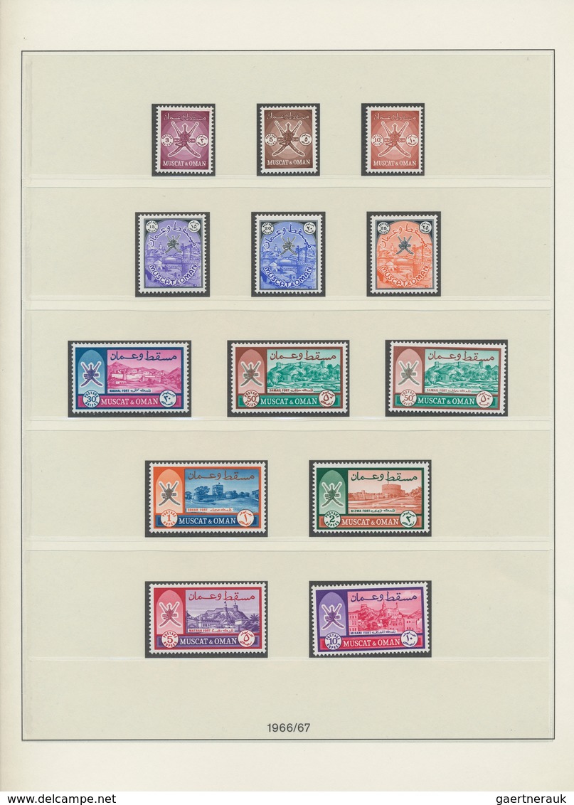 23778 Oman: 1944-2000's: Mint Collection In Two Hingeless Albums, From Complete 1944 KGVI. Set Optd. For M - Oman