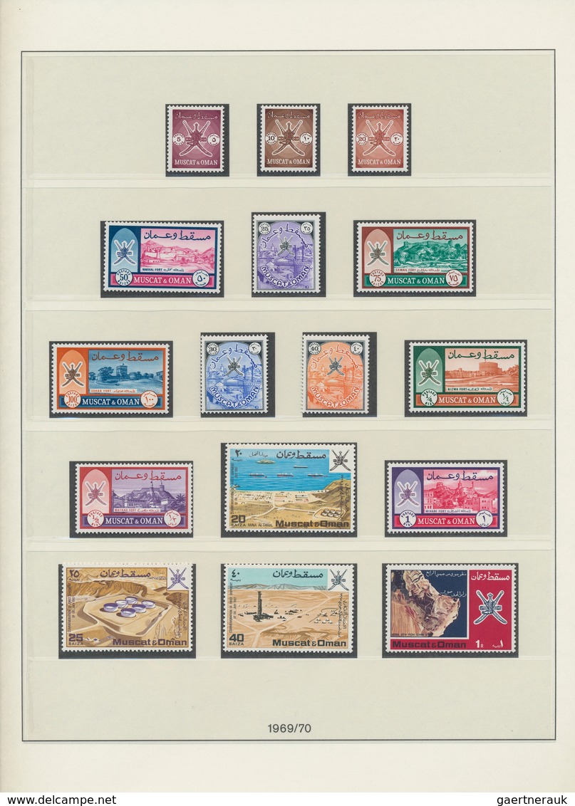 23778 Oman: 1944-2000's: Mint Collection In Two Hingeless Albums, From Complete 1944 KGVI. Set Optd. For M - Oman