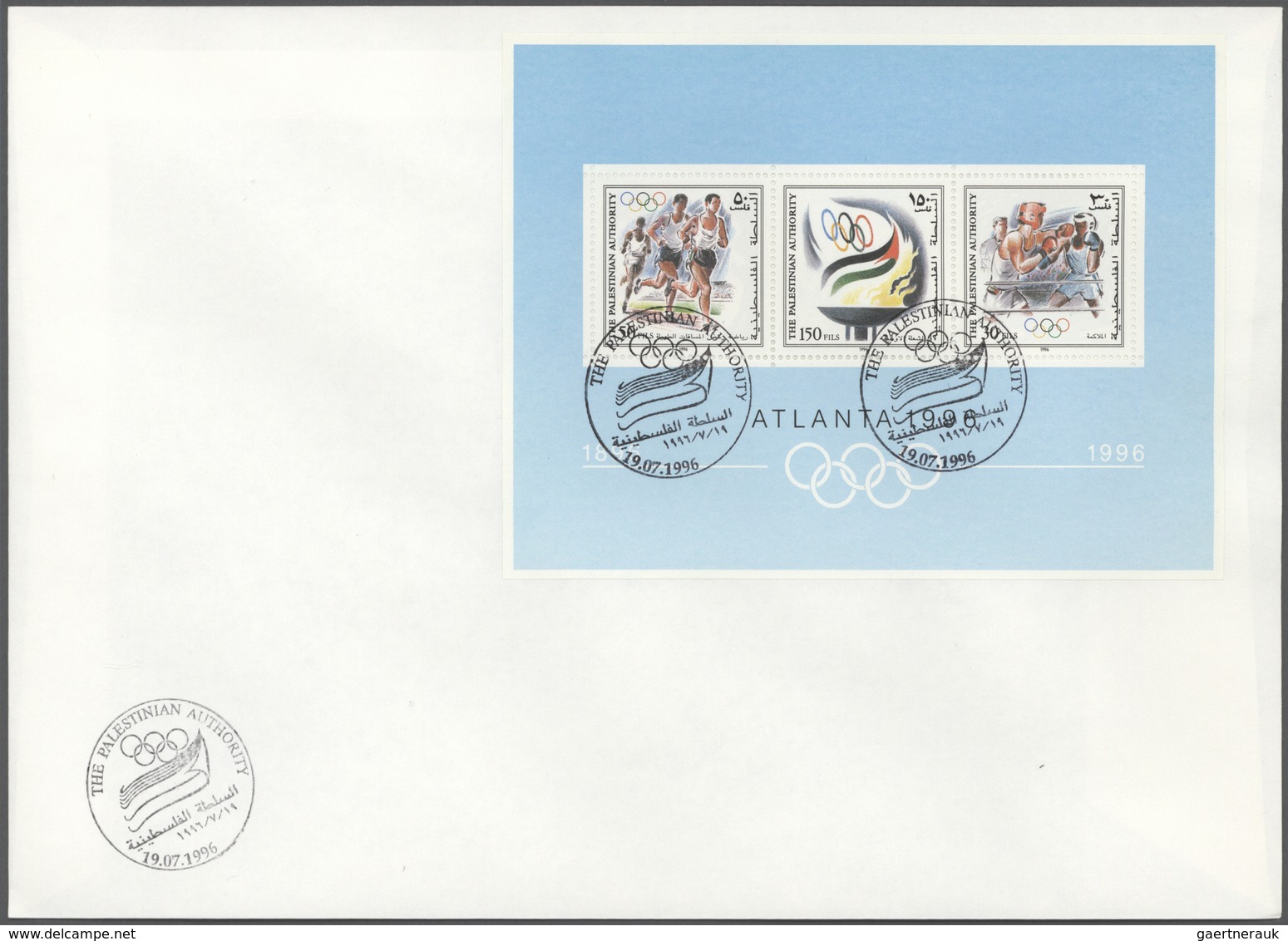 23803 Palästina: 1996-2000, Box Containing 666 FDC, Including Many Souvenir Sheets, Thematics Sports, Olym - Palestine