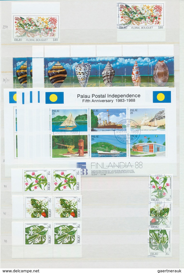 23805 Palau: 1983-1990 Collection Of Stamps Both Mint And Used, Including Definitives Up $5 And $10, Se-te - Palau