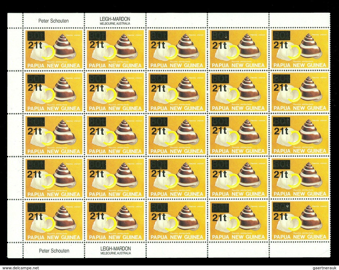 23816 Papua Neuguinea: 1994: Complete MNH Sheet Of 50 Stamps Of Papua New Guinea 1994, 21t Op 80t Michel N - Papouasie-Nouvelle-Guinée