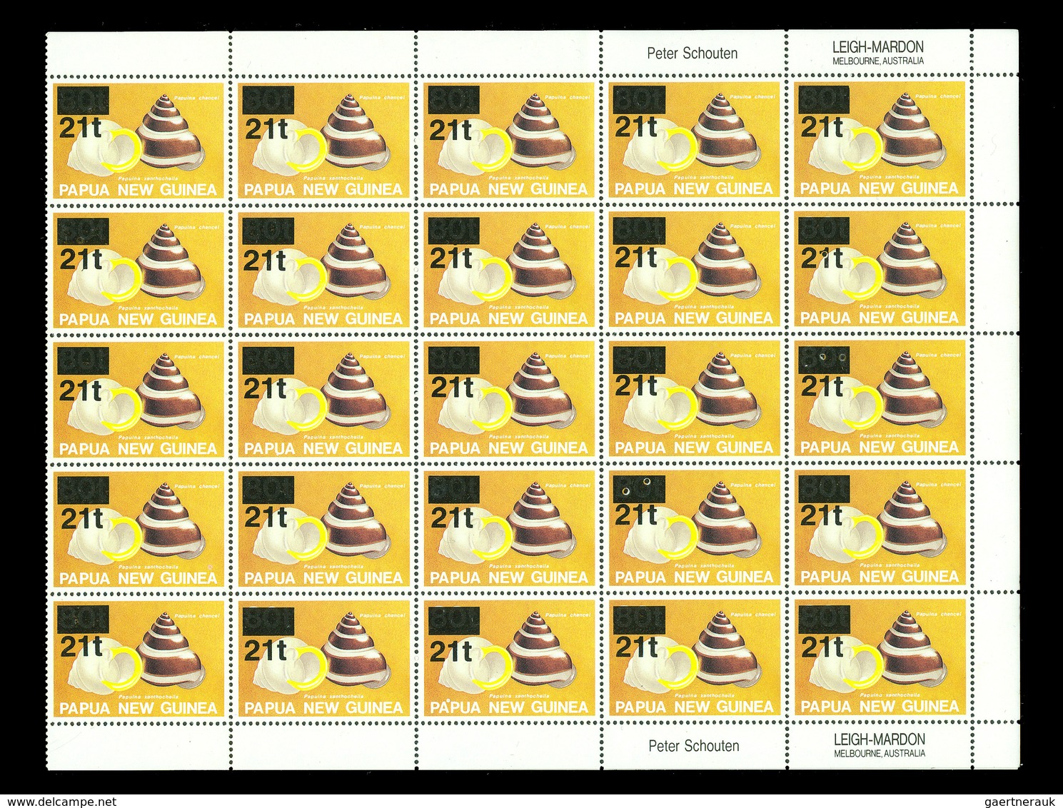 23816 Papua Neuguinea: 1994: Complete MNH Sheet Of 50 Stamps Of Papua New Guinea 1994, 21t Op 80t Michel N - Papouasie-Nouvelle-Guinée