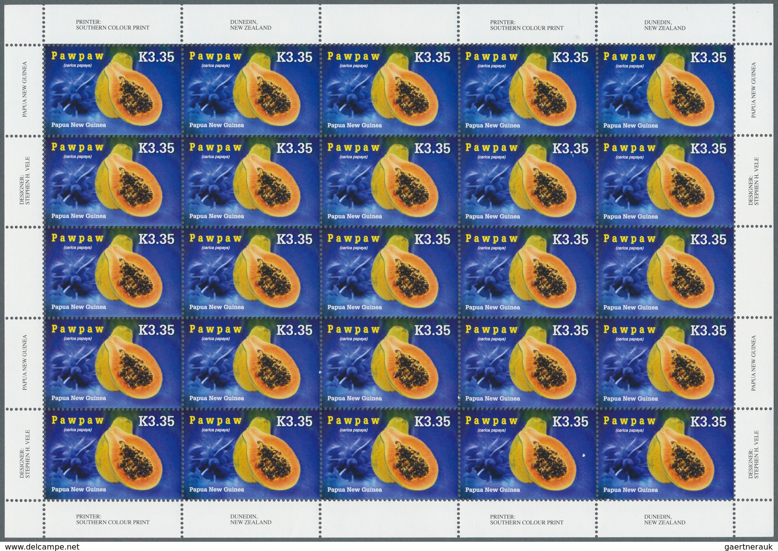 23818 Papua Neuguinea: 1999/2007, marvelous stock of never hinged sheets, many in original packets of 500,