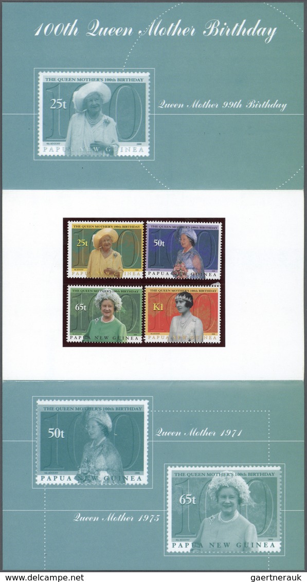 23820 Papua Neuguinea: 2000. Stamp Pack QUEEN MOTHER BIRTHDAY CENTENNIAL Containing 4 Stamps Showing Vario - Papouasie-Nouvelle-Guinée