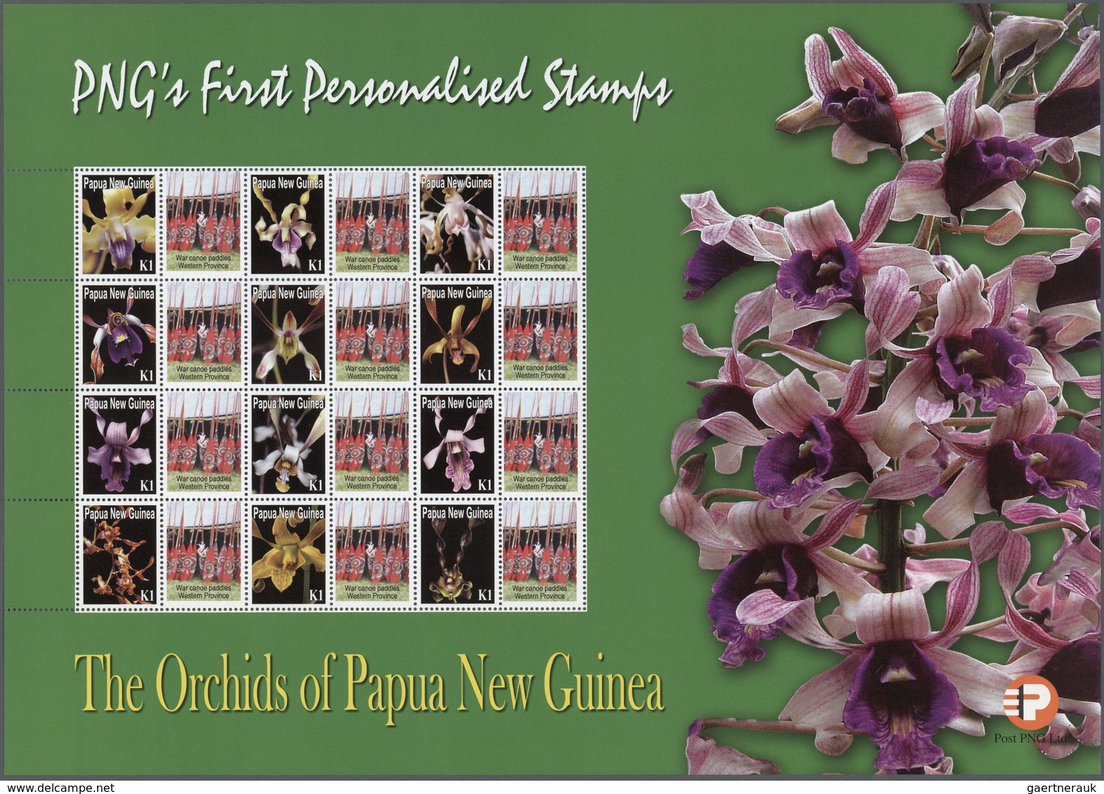 23832 Papua Neuguinea: 2007. Lot With 500 Sheets ORCHIDS 1.00k With Personalised Ornamental Label WAR CANO - Papouasie-Nouvelle-Guinée
