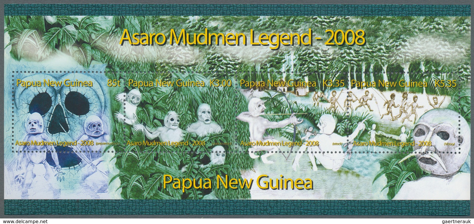 23845 Papua Neuguinea: 2008. Lot With 500 Souvenir Sheets Each Containing A Complete Set ASARO MUDMEN LEGE - Papouasie-Nouvelle-Guinée