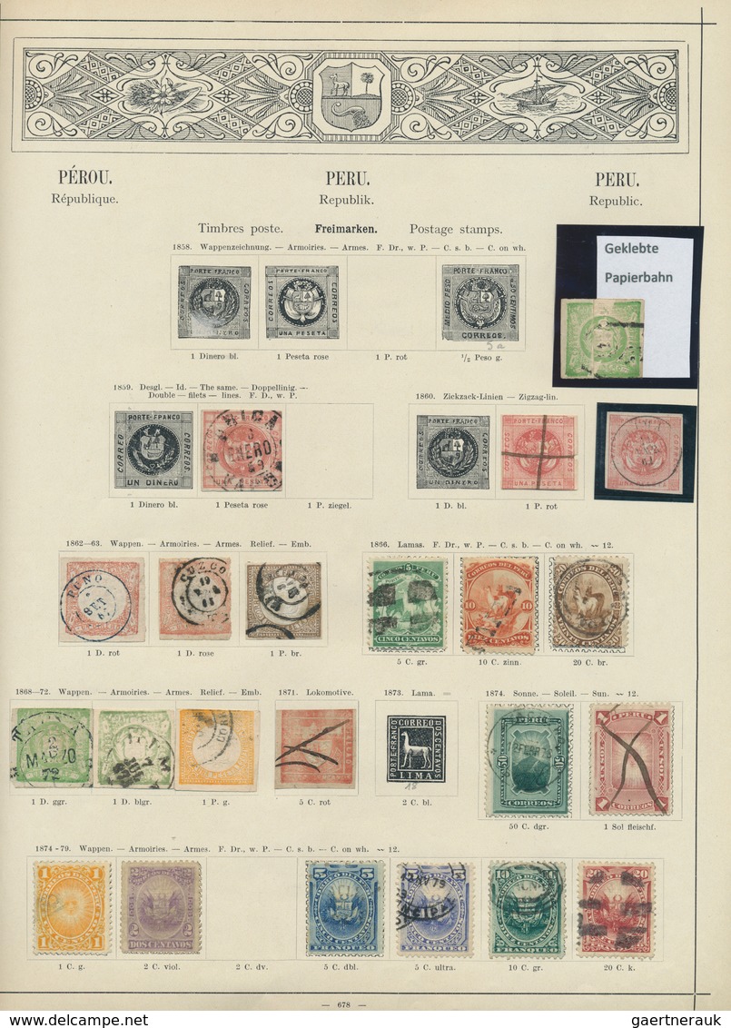 23859 Peru: 1860/1900 (ca.), Mainly Used Collection On Ancient Album Pages (plus Two Stockcards), With Som - Pérou