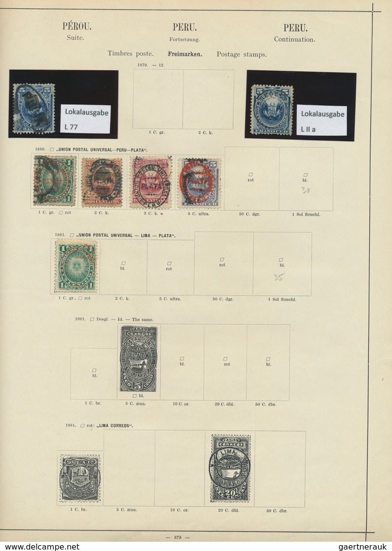 23859 Peru: 1860/1900 (ca.), Mainly Used Collection On Ancient Album Pages (plus Two Stockcards), With Som - Pérou