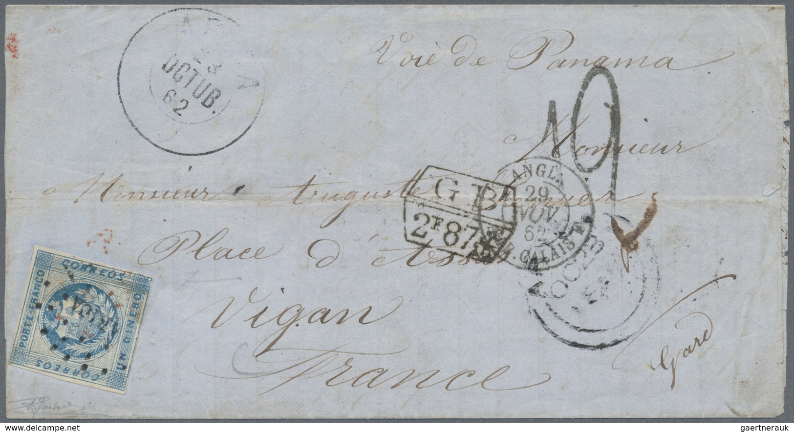 23860 Peru: 1860, 8 Folded Letters With 11 Stamps (3 Pairs), Mostly To Lima, One To France With London And - Pérou