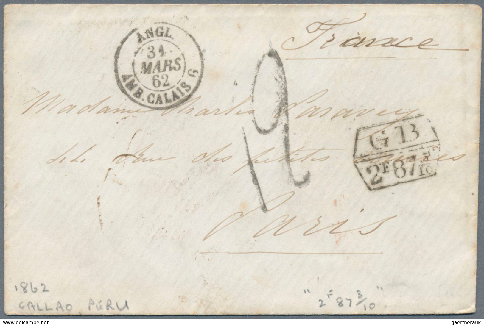 23863 Peru: 1862/1870, Seven Letters In Very Fine Condition, Six Of Them Franked, Five Of Them Used In Per - Pérou