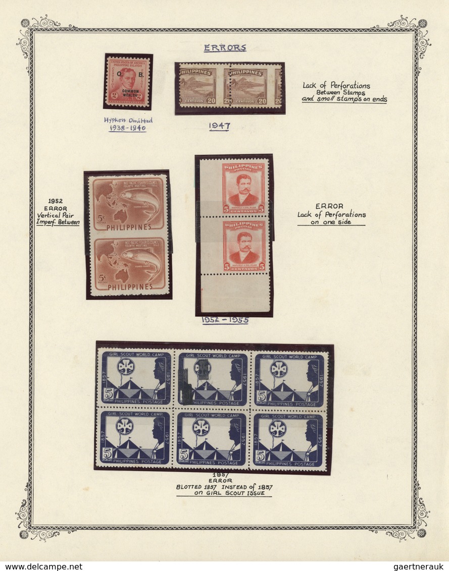 23873 Philippinen: 1938/1960 (ca.), Collection Of 19 Specialities/varieties Like Partly Imperf., Flaws, Of - Philippinen