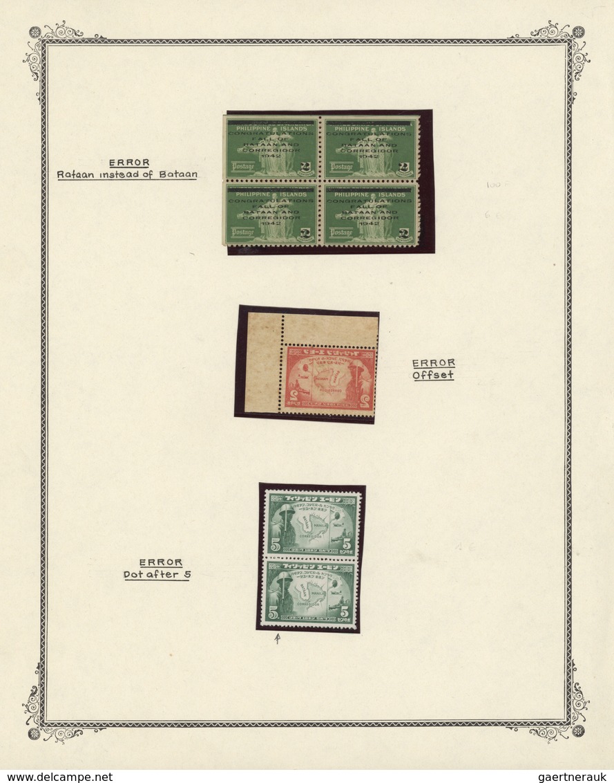 23873 Philippinen: 1938/1960 (ca.), collection of 19 specialities/varieties like partly imperf., flaws, of