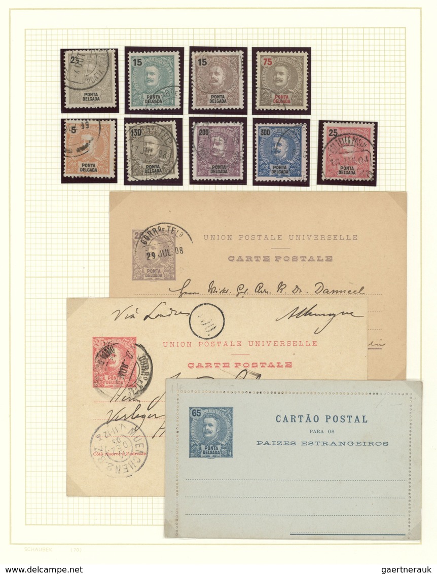 23879 Portugiesisch-Afrika: 1870-1984, Small Collection On Album Leaves Including CABO-VERDE, ACORES, FUNC - Afrique Portugaise