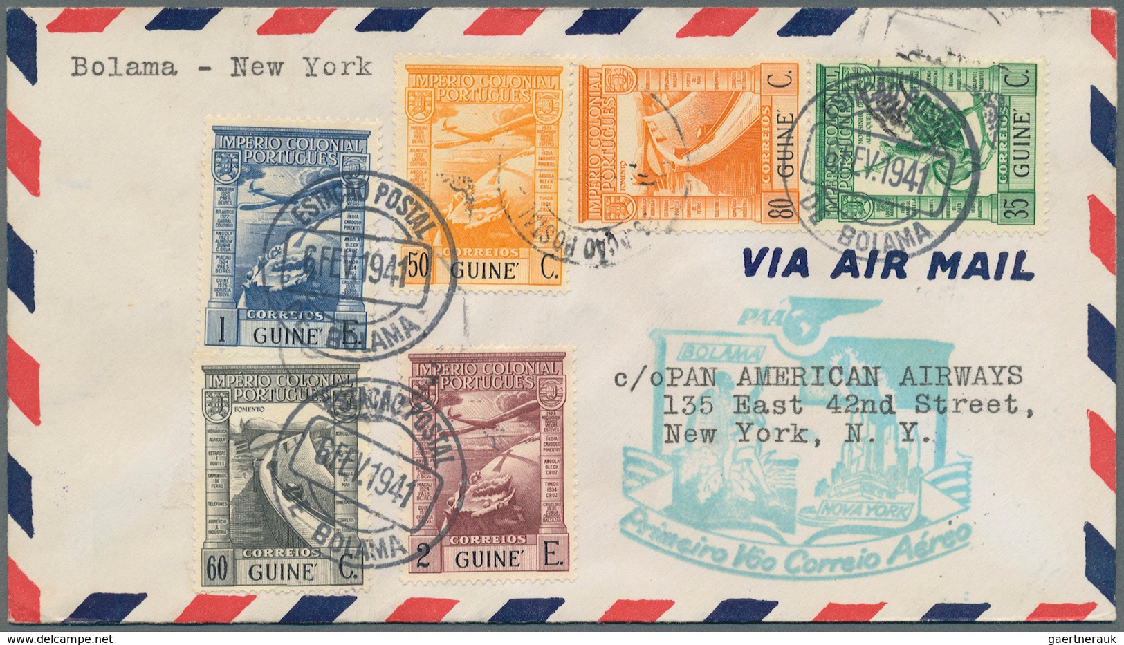 23880 Portugiesisch-Guinea: 1895/1953, 19 Items Including Airmail Bolama-New York 1941, Old Picture Postca - Guinée Portugaise