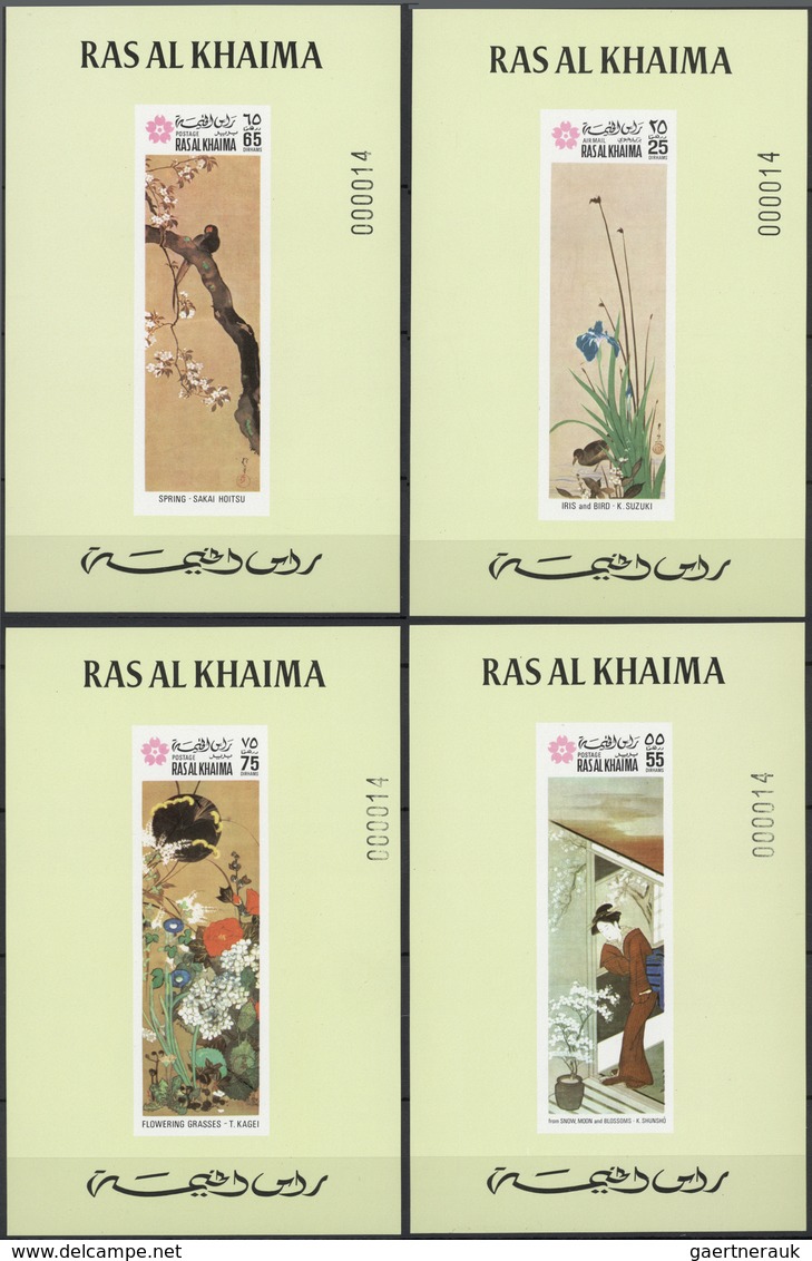 23883 Ras Al Khaima: 1964/1969, U/m Collection In A Stockbook With Many Attractive Thematic Sets, Imperfor - Ras Al-Khaima