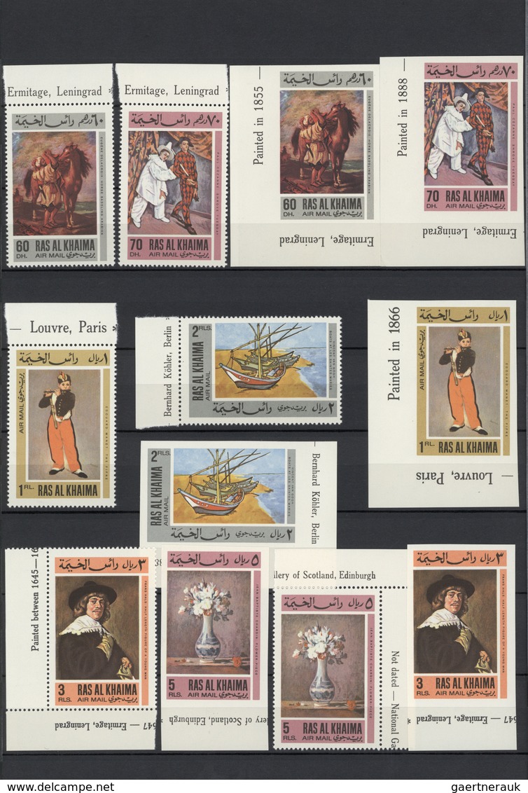 23883 Ras al Khaima: 1964/1969, u/m collection in a stockbook with many attractive thematic sets, imperfor