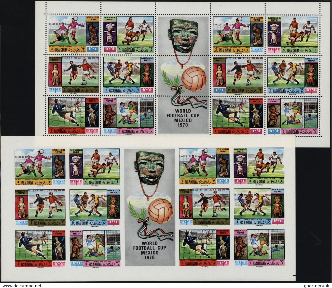 23900 Ras Al Khaima: 1970, Football World Championship/Olympic Games, U/m Collection Incl. Se-tenant Gutte - Ras Al-Khaima