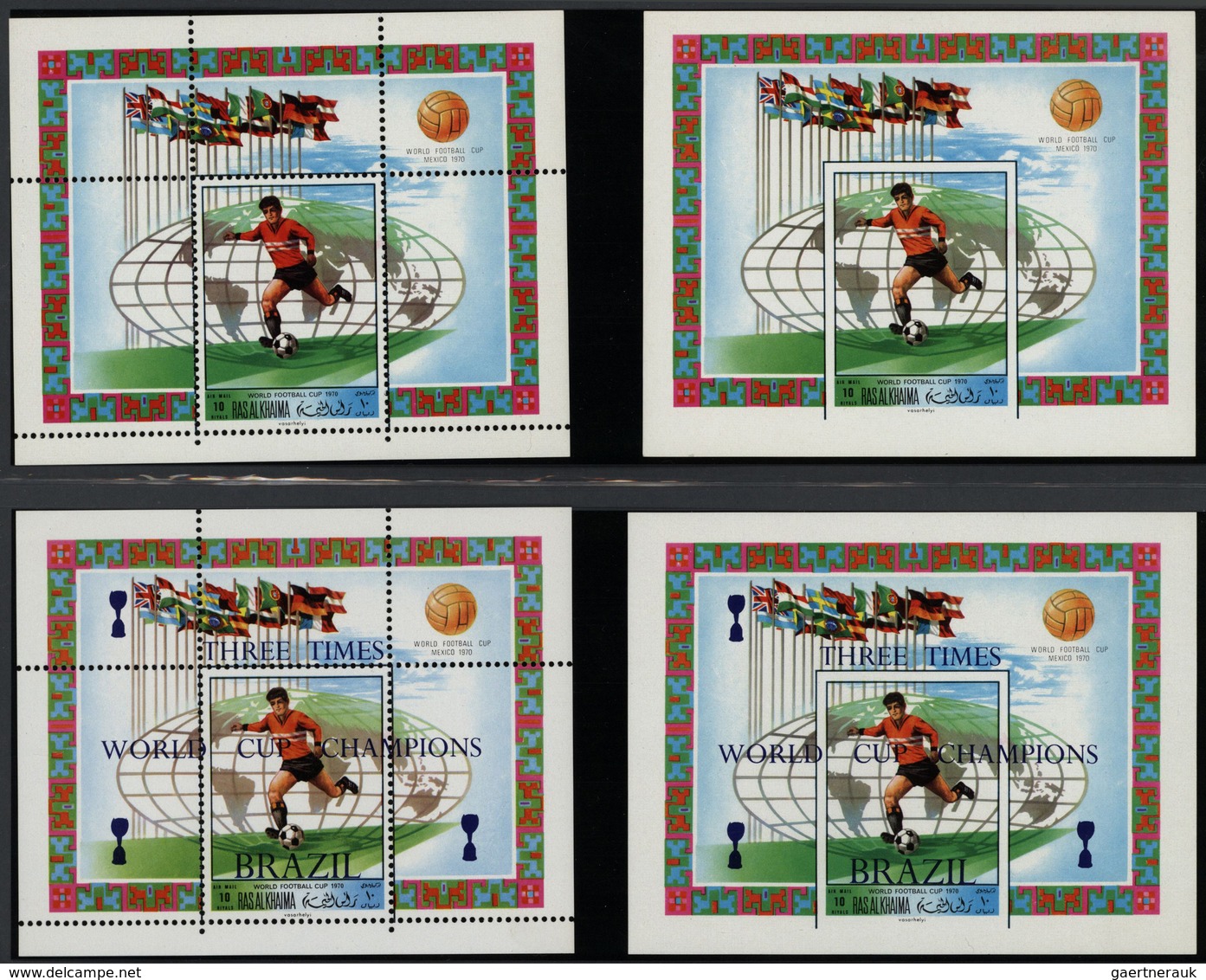 23900 Ras al Khaima: 1970, Football World Championship/Olympic Games, u/m collection incl. se-tenant gutte